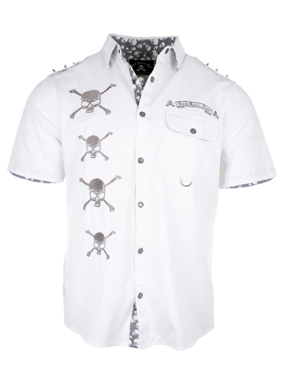 Men's Wht Short Sleeve Fashion Shirt