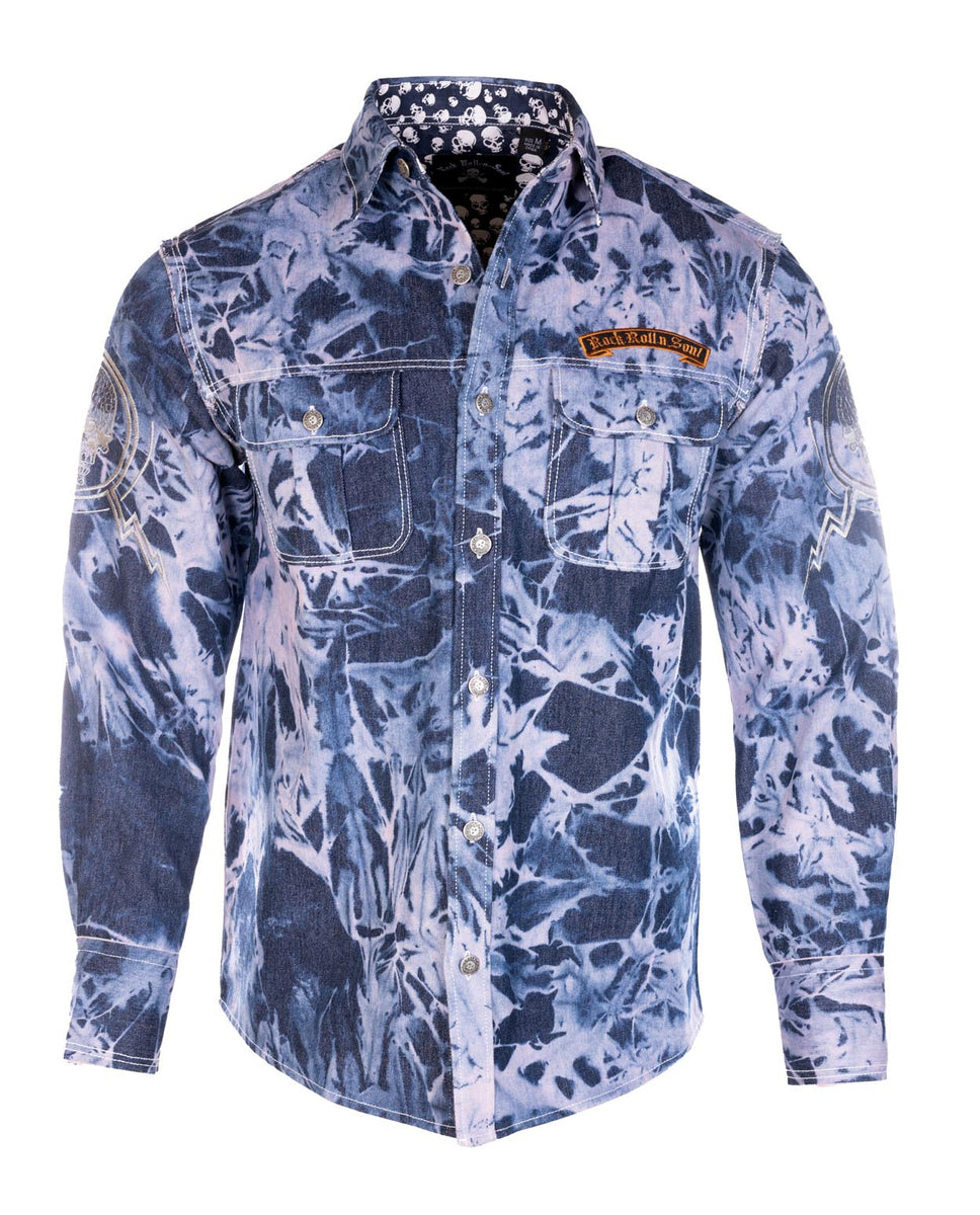 Men's LS Denim Shirt Jacket | Veneno Skull by Rock Roll n Soul