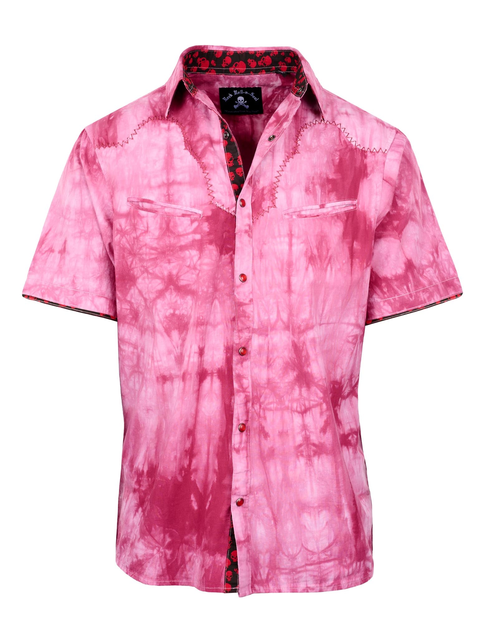 Men's SS Western Tye Dyed Shirt | Whiskey in Red by Rock Roll n Soul