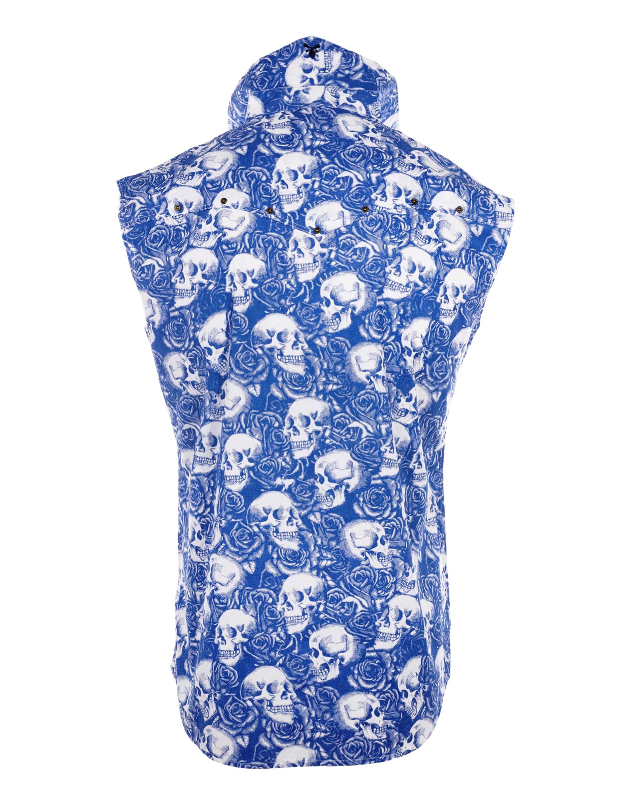 Men's Sleeveless Skull Shirt | Dream Police in Blue Rock Roll n Soul