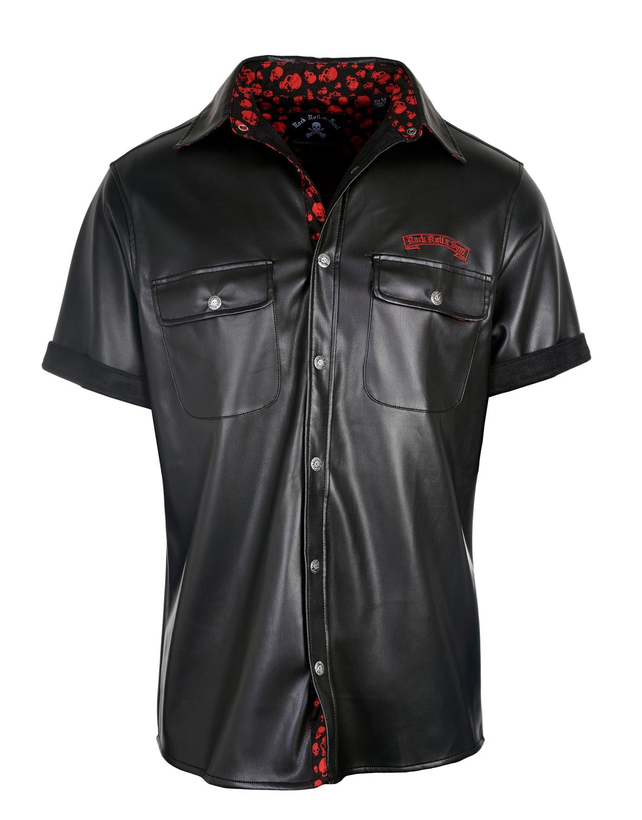 Men's SS Black Faux Leather Shirt | The Hellion by Rock Roll n Soul